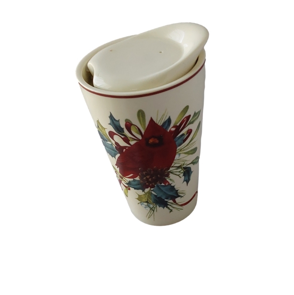 Lenox Floral Ceramic Travel Coffee Mug with Lid
